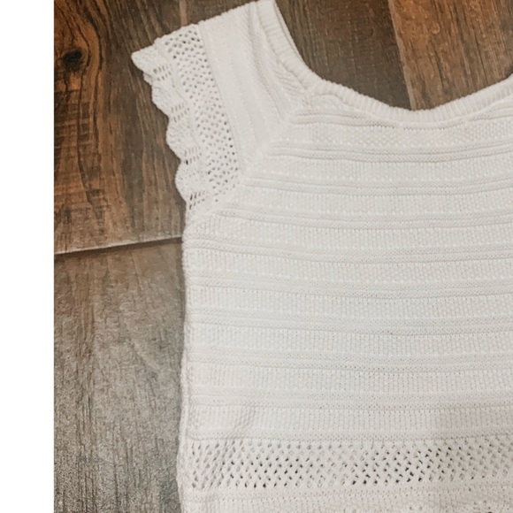 NWOT⚡️Francesca’s Crochet Knit Top White - Picture 4 of 7
